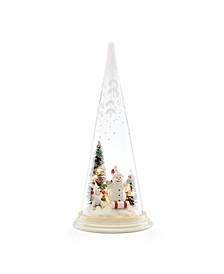 Merry & Magic Light-Up Sledding Snowman Glass Cone