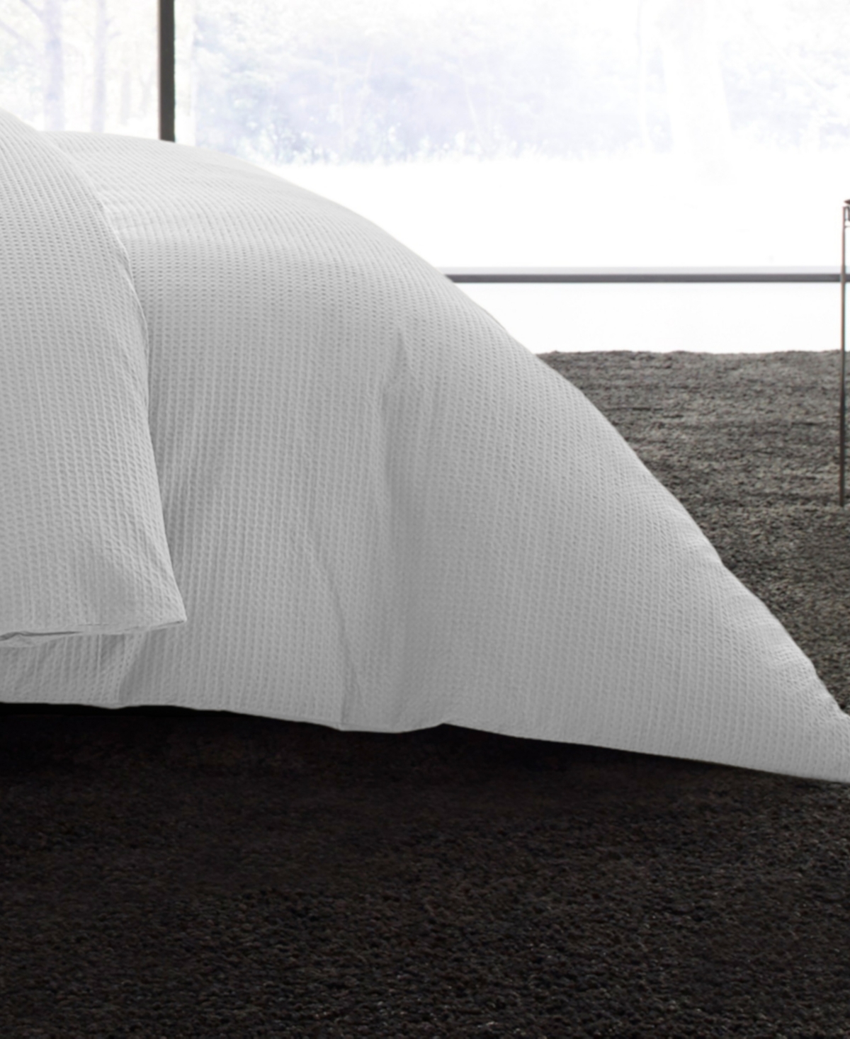 Vera Wang Waffle Pique Cotton 3 Piece Comforter Set, King In White
