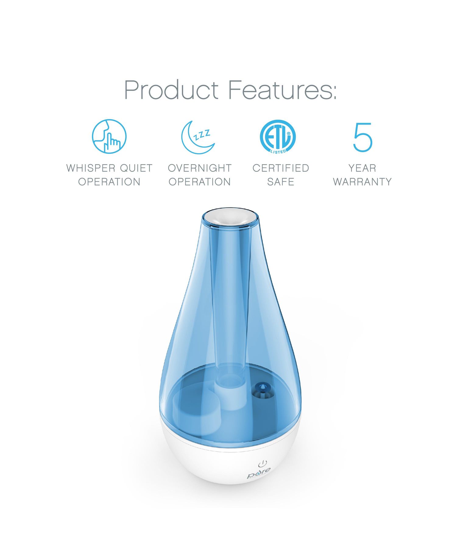 MistAire Studio Ultrasonic Cool Mist Humidifier