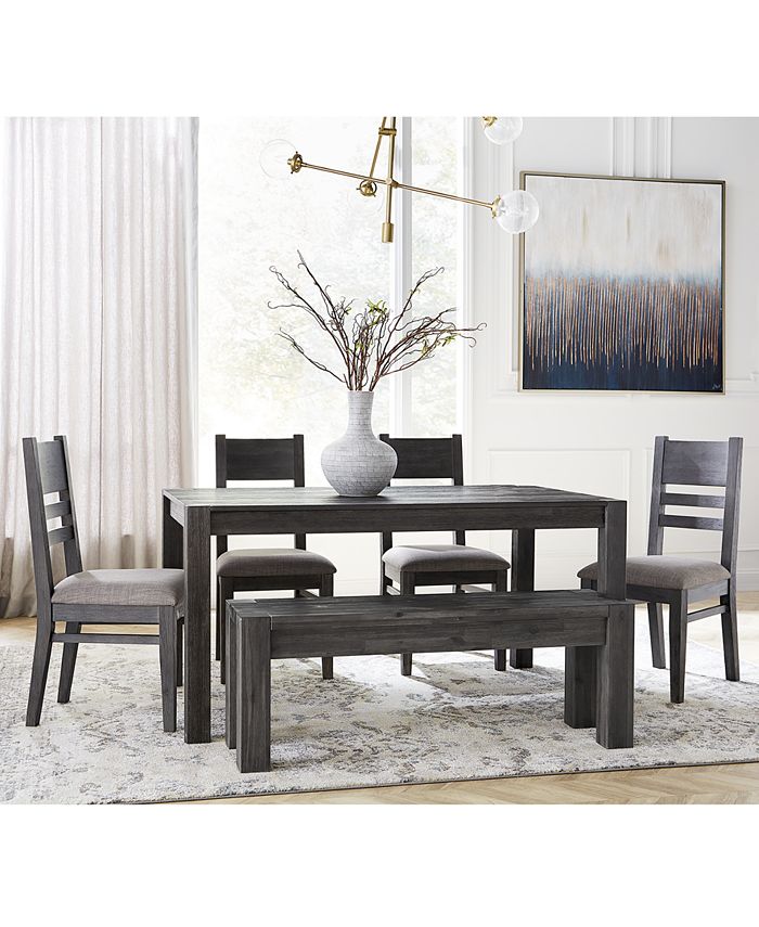 Furniture Avondale Graphite 6 Pc, Dining Room Table And Bench Sets