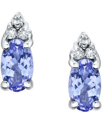 Tanzanite (5/8 ct. t.w.) & Diamond (1/20 ct. t.w.) Stud Earrings in 14k White Gold