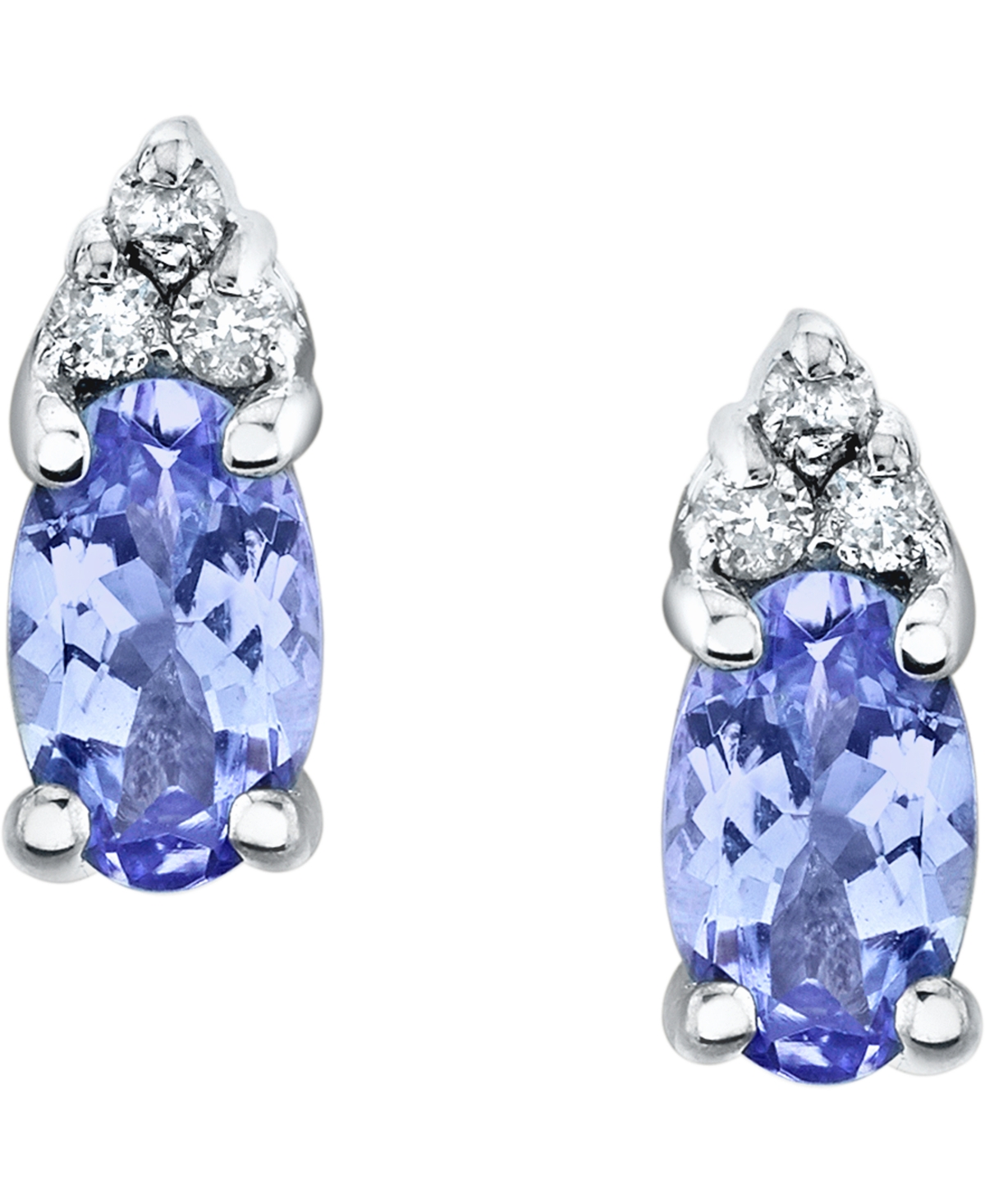 Tanzanite (5/8 ct. t.w.) & Diamond (1/20 ct. t.w.) Stud Earrings in 14k White Gold