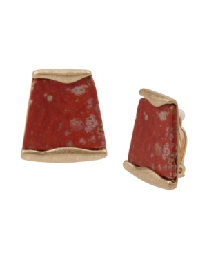 image of Robert Lee Morris Soho Jasper Geometric Stone Clip-On Earrings