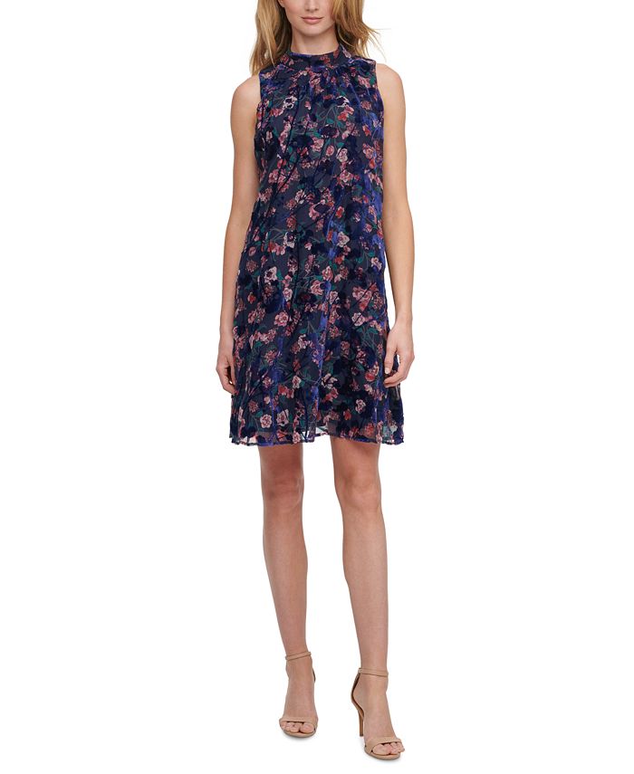 Tommy Hilfiger Petite Burnout Floral-Print Chiffon Dress - Macy's