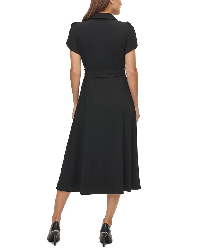 Calvin Klein Womens Puff Shoulder Midi Dress Black Size 16w main image 1
