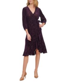 Petite Velvet Burnout Wrap Dress