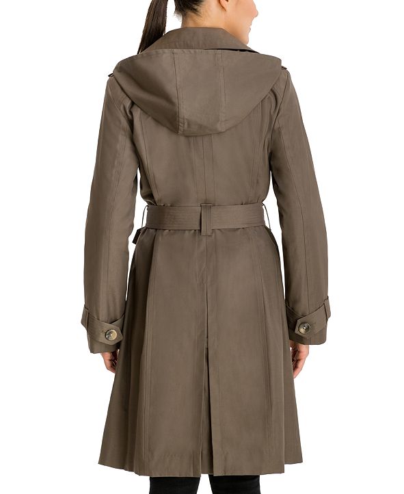 London Fog Double-Breasted Hooded Trench Coat, Created for Macy's ...