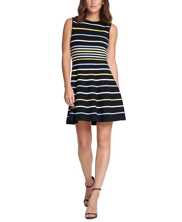 Vince Camuto Petite Striped Fit & Flare Dress - Macy's