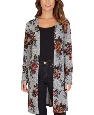 floral open front cardigan