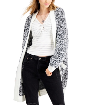 image of Say What? Juniors- Textured Open-Front Cardigan