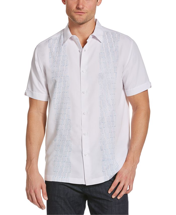 Cubavera Men's Ombré Geo Embroidered Panel Shirt - Macy's