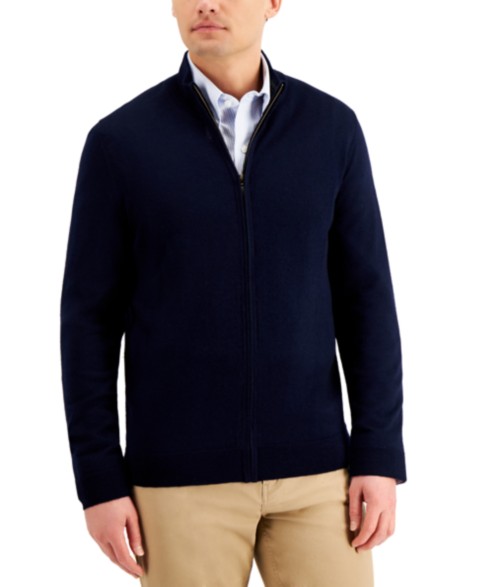 Мужские Club Room Men's Merino Zip-Front Sweater
