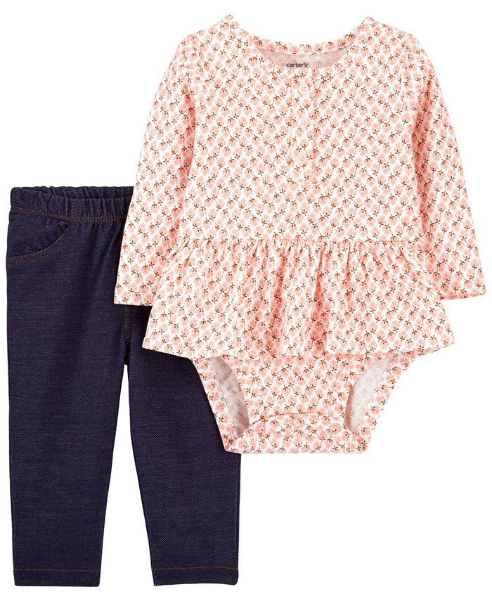 Carter's Baby Girl 2Piece Floral Peplum Bodysuit Pant Set Macy's
