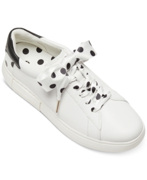 Kate Spade Lift Polka Dot Leather Sneakers In Optic White/black
