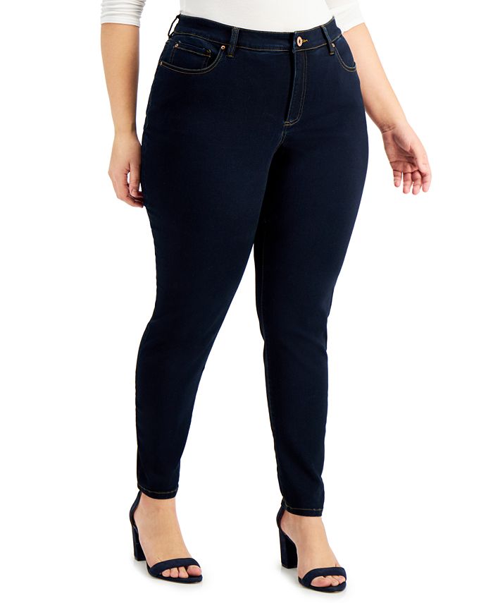 Fitwings Women's PLUS SIZE Denim Lycra Solid BLUE Skiny Fit