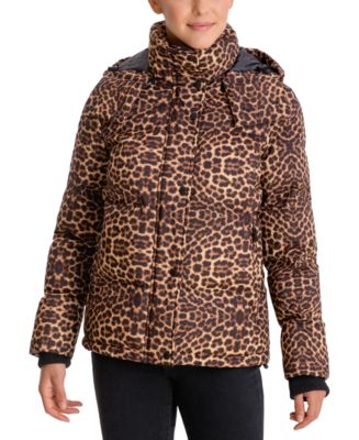 Cheetah print shop puffer coat