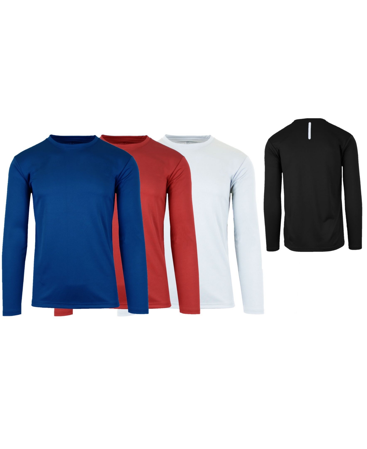 Men's Long Sleeve Moisture-Wicking Performance Tee, Pack of 3 - Black/Charcoal/Navy