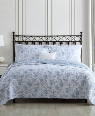 Laura Ashley Walled Garden Reversible 3 Piece Quilt Set, King