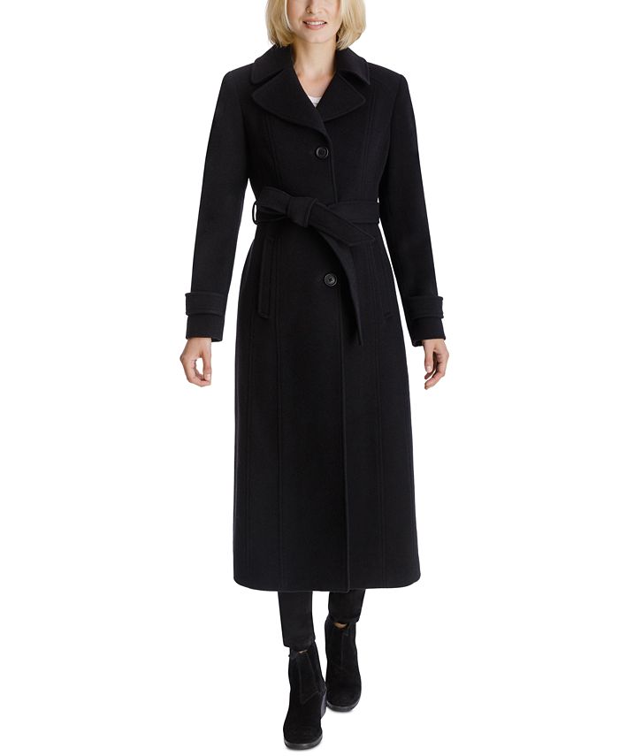 Anne Klein Petite Single-Breasted Belted Wrap Maxi Coat, Created for ...