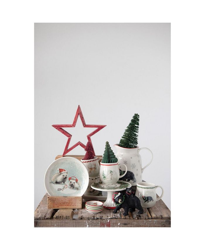 CREATIVE COOP INC 16 Oz. Stoneware Pitcher with Snowflakes Bear Image Macy's