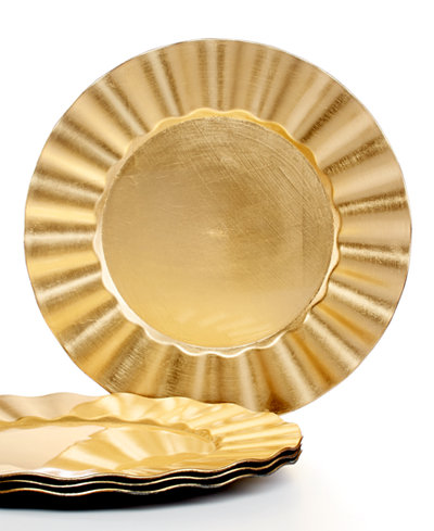 Jay Imports Chargers, Ruffled Set of 4 Gold Charger Plates