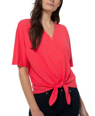 Michael Kors - Button-Trim Tie-Hem Top