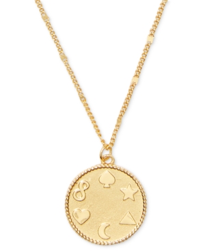 image of Kate Spade New York Gold-Tone Multi-Symbol Pendant Necklace, 18