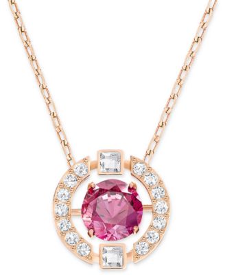 Swarovski - Rose Gold-Tone Dancing Crystal Pendant Necklace, 14-7/8" + 2" extender