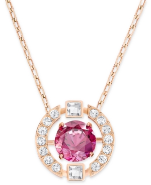 image of Swarovski Rose Gold-Tone Dancing Crystal Pendant Necklace, 14-7/8