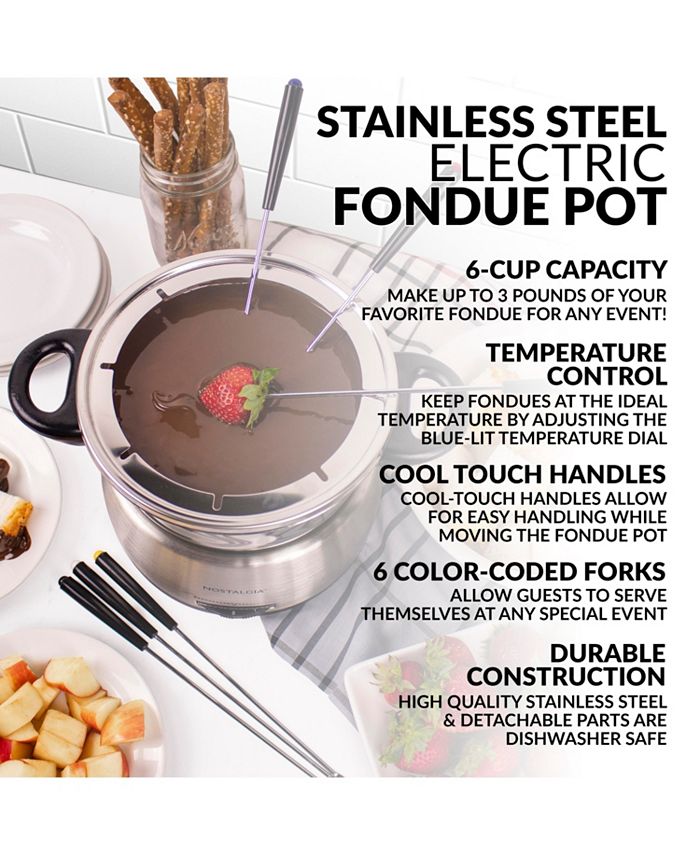 Nostalgia 6Cup Stainless Steel Fondue Pot Macy's