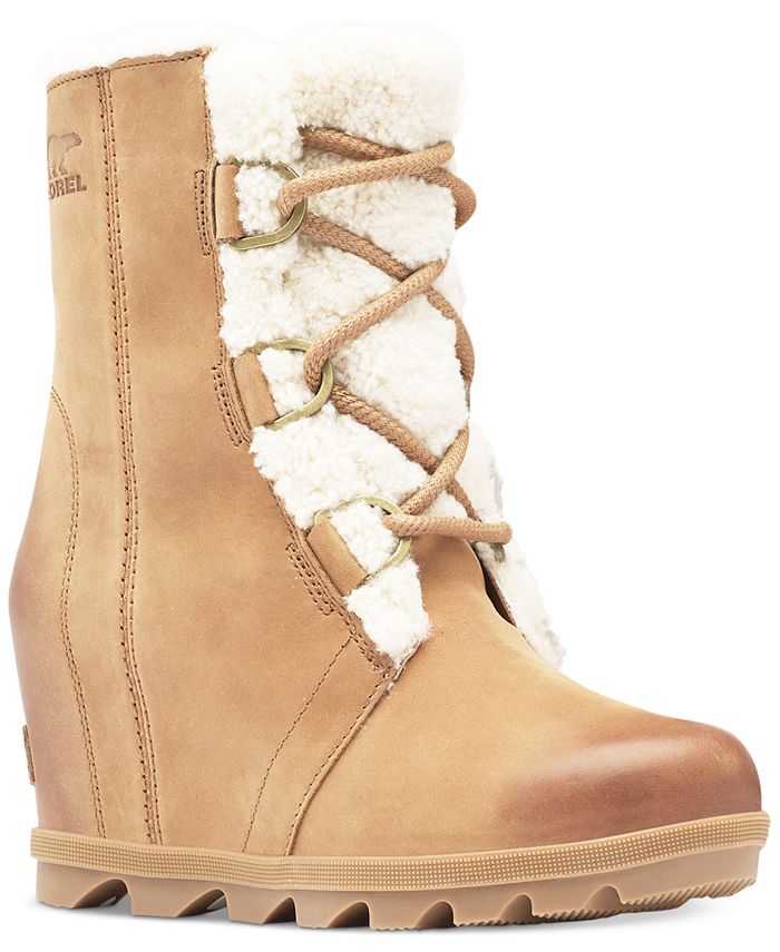 Sorel Joan Of Arctic Wedge Ii Shearling Trim Lug Sole Booties Reviews Booties Shoes Macy S