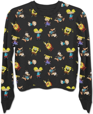 image of Nickelodeon Juniors- Allover Graphic-Print Long Sleeve T-Shirt