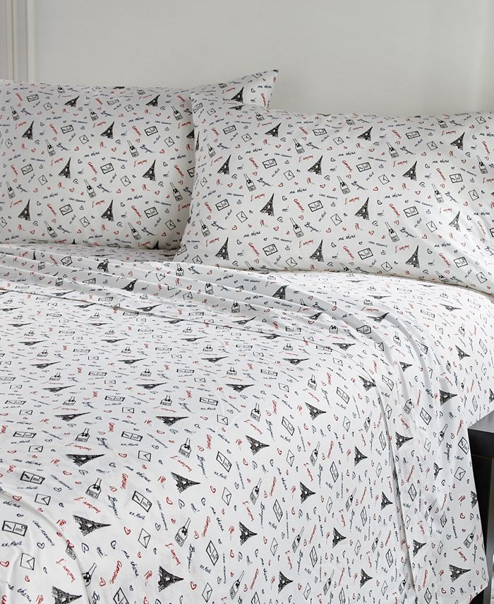 Karl Lagerfeld Paris Love from Paris 4 Piece Sheet Set, Full Macy's