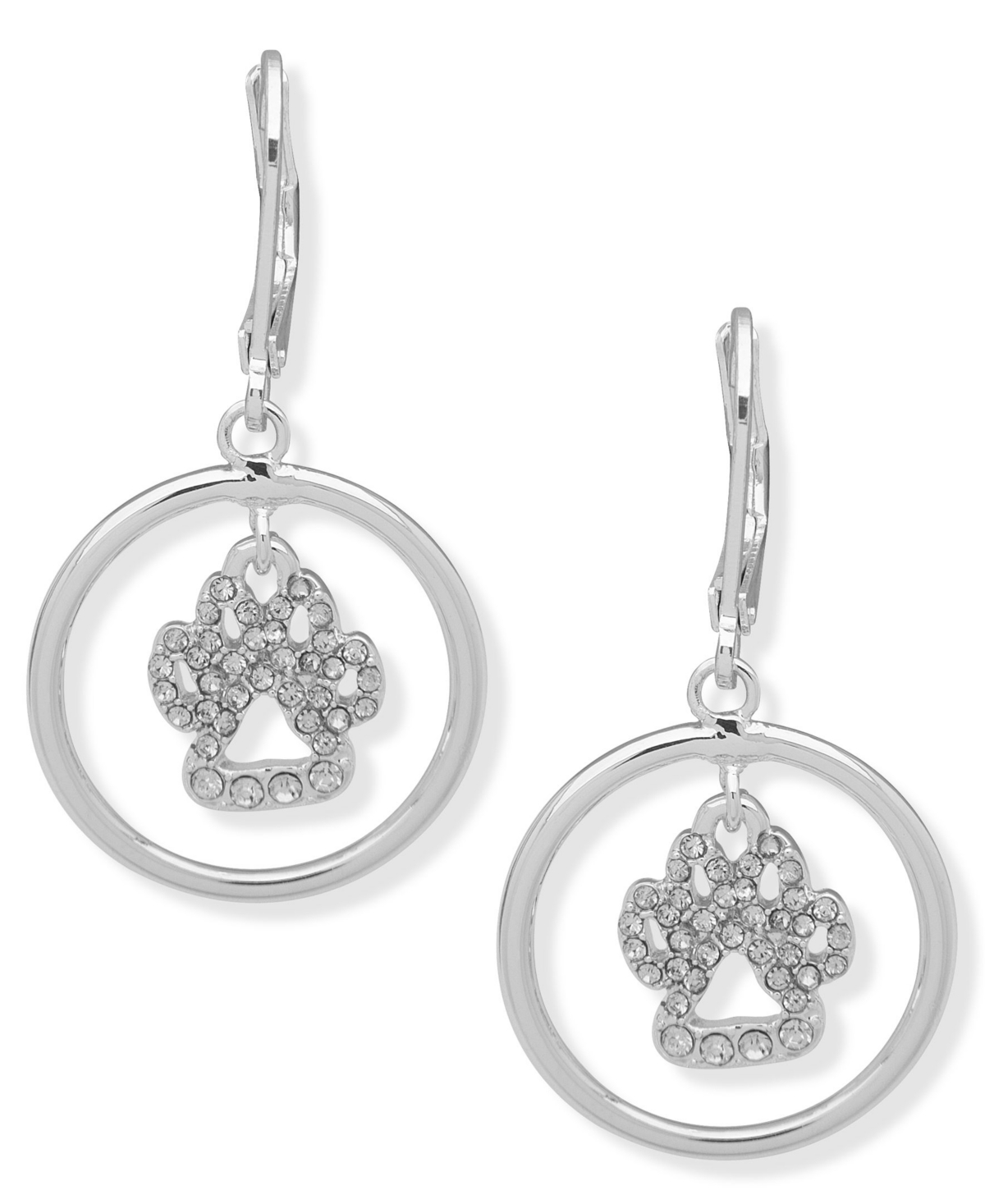 Orbital Pave Paw Earring - Silver-tone