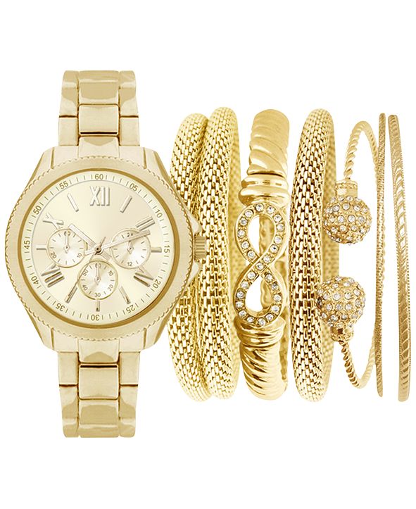 Jessica Carlyle Women&#39;s Gold-Tone Bracelet Watch 32mm Gift Set & Reviews - Watches - Jewelry ...