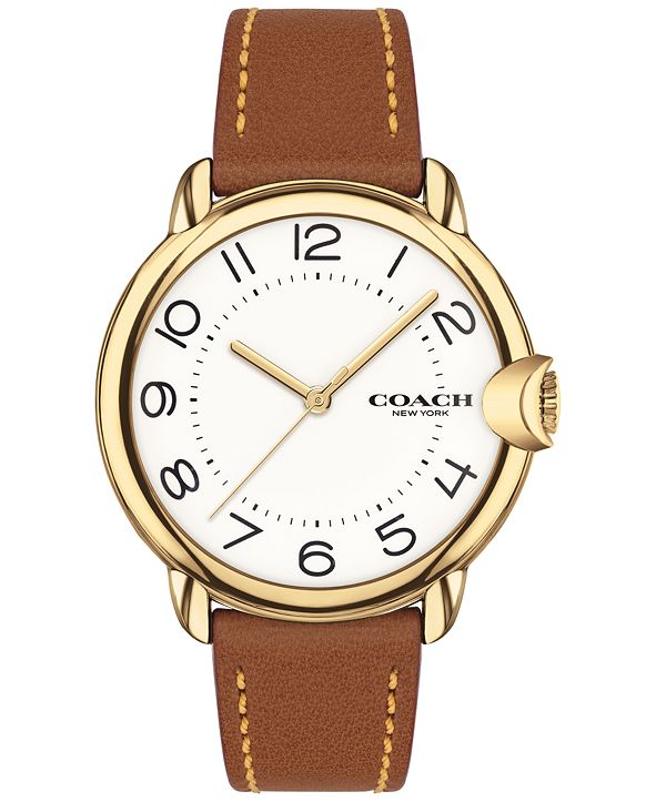 COACH Women's Arden Saddle Leather Strap Watch 36mm & Reviews Watches