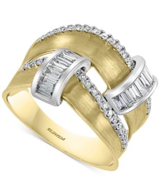 EFFY Collection - Diamond Two-Row Satin Finish Statement Ring (3/4 ct. t.w.) in 14k Gold & White Gold