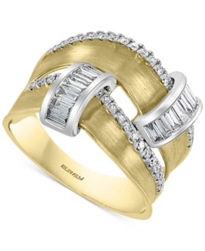 image of Effy Diamond Two-Row Satin Finish Statement Ring (3/4 ct. t.w.) in 14k Gold & White Gold