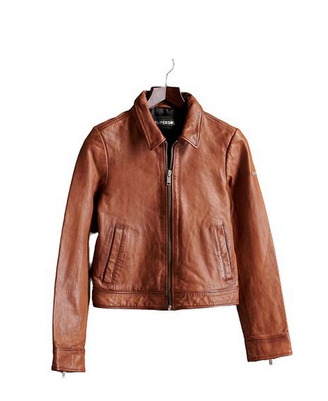 Download Superdry Women's Cropped Leather Harrington Jacket ...