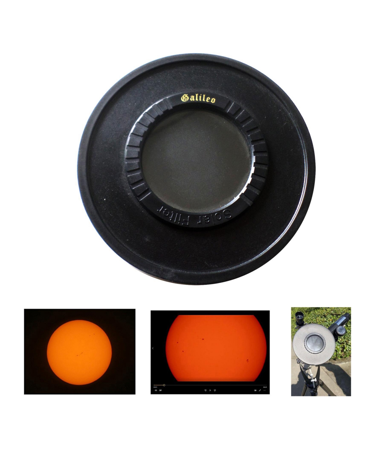Galileo Solar Filter Cap For 80mm, 90mm And 95mm Reflector Telescopes In Black