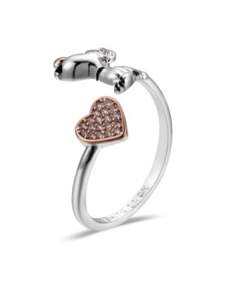 Snoopy and Pave Crystal Heart Bypass Ring