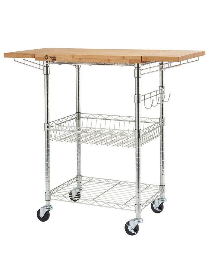TRINITY Pro EcoStorage Expandable Bamboo Chrome Top Kitchen Cart Macy's