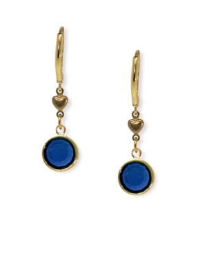 image of 2028 Gold-Tone Dark Blue Channel Crystal Drop Earring