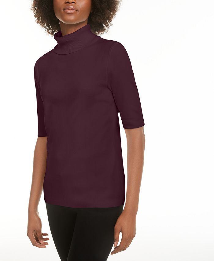 Alfani Elbow-Sleeve Turtleneck Sweater, Created for Macy's - Macy's