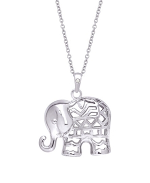 image of Macy-s Diamond Accent Silver-plated Elephant Pendant Necklace
