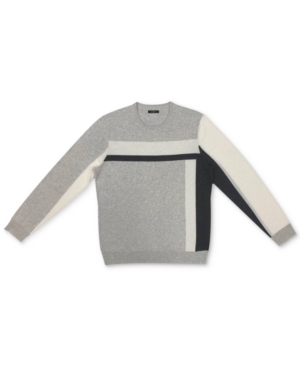 Alfani Men's Vertical Blocked Crewneck Cotton Sweater, Created for Macy's