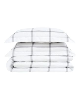 Printed Windowpane 2 Piece Duvet Cover Set, Twin XL