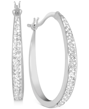 image of Essentials Crystal Tapered Hoop Earrings in Fine Silver-Plate, 1.2