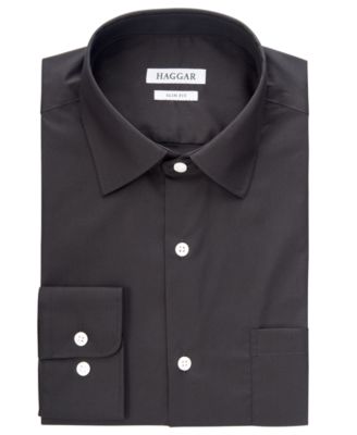 Haggar - Men's Comfort Stretch Black Dress Shirt