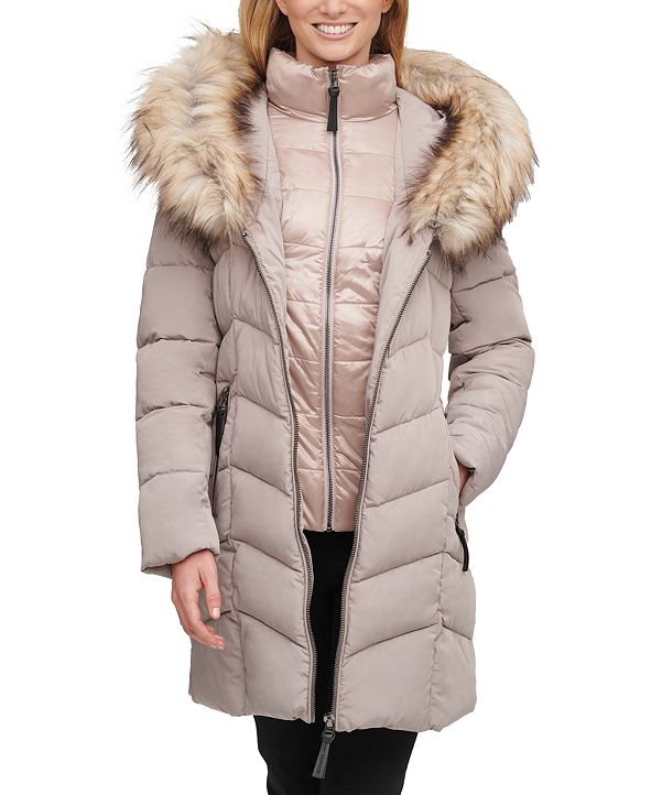 Calvin Klein Faux-Fur-Trim Hooded Puffer Coat & Reviews - Coats - Women ...